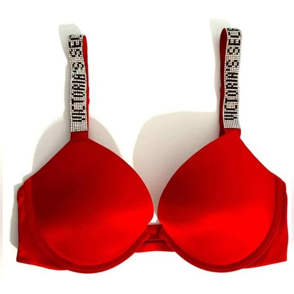 Victoria’s Secret Very Sexy Shine Strap Push-up Bra Lipstick Red Cup Size 34D - Picture 1 of 7